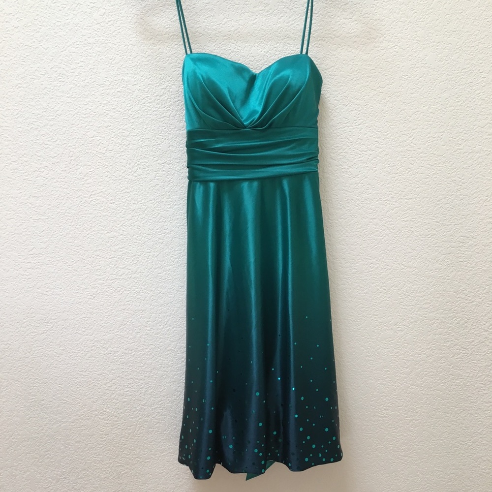 Emerald green glitzy party dress